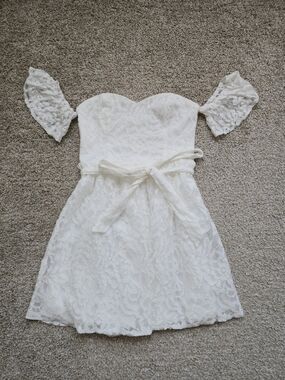 Lulu's White Lace Off-Shoulder Dress